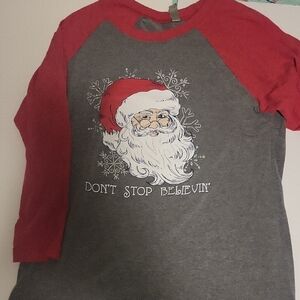 Red and Gray santa baseball shirt